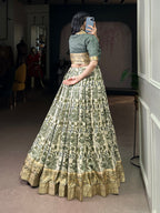 Lorenvalley Fashion Multicolor Tasar Silk Printed with Viscose Border Lehenga Choli - Distacart