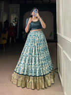 Lorenvalley Fashion Multicolor Tasar Silk Printed with Viscose Border Lehenga Choli - Distacart