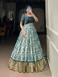 Lorenvalley Fashion Multicolor Tasar Silk Printed with Viscose Border Lehenga Choli - Distacart
