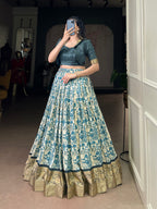 Lorenvalley Fashion Multicolor Tasar Silk Printed with Viscose Border Lehenga Choli - Distacart