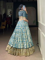 Lorenvalley Fashion Multicolor Tasar Silk Printed with Viscose Border Lehenga Choli - Distacart
