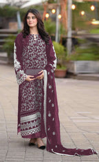 Anaita Purple Embroidered Faux Georgette Salwar Suit - Distacart