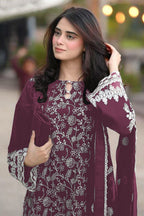Anaita Purple Embroidered Faux Georgette Salwar Suit - Distacart
