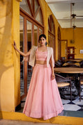 Lorenvalley Fashion Lightpink Allnen Crush Plain Lehenga Choli with Koti - Distacart