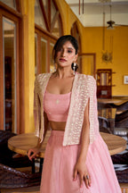 Lorenvalley Fashion Lightpink Allnen Crush Plain Lehenga Choli with Koti - Distacart