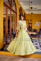 Lorenvalley Fashion Limegreen Allnen Crush Plain Lehenga Choli with Koti - Distacart