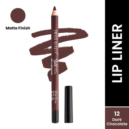 Swiss Beauty Bold Matt Lip Liner Pencil, Long-lasting , Matte Finish , Non-Drying - 12 Dark Chocolate