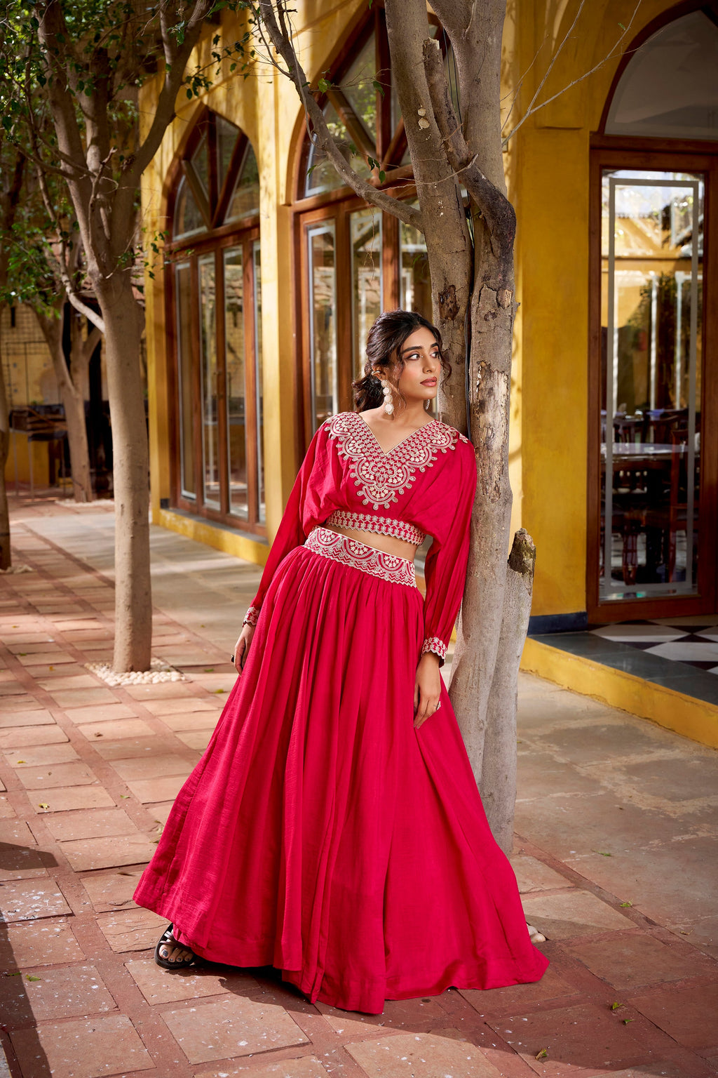 Lorenvalley Fashion Pink Vichitra Silk Thread Embroidery Work Lehenga Choli Co-ord Set - Distacart