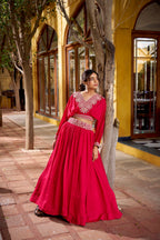 Lorenvalley Fashion Pink Vichitra Silk Thread Embroidery Work Lehenga Choli Co-ord Set - Distacart