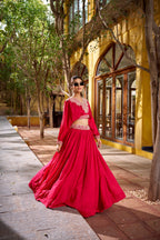 Lorenvalley Fashion Pink Vichitra Silk Thread Embroidery Work Lehenga Choli Co-ord Set - Distacart