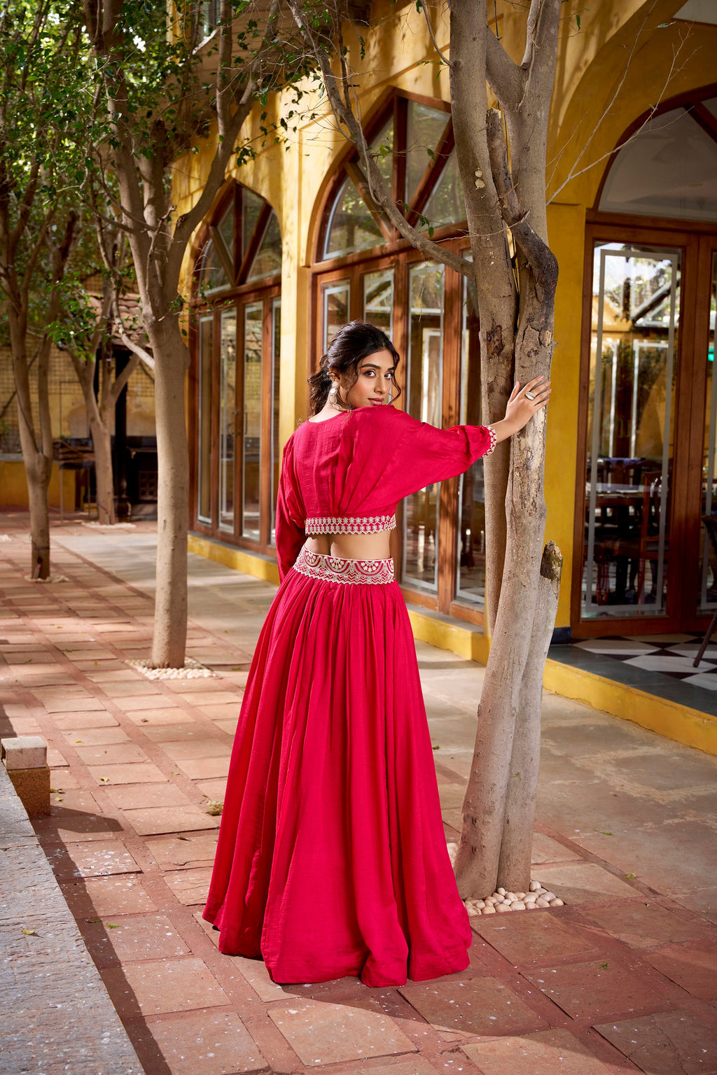 Lorenvalley Fashion Pink Vichitra Silk Thread Embroidery Work Lehenga Choli Co-ord Set - Distacart