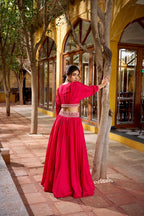 Lorenvalley Fashion Pink Vichitra Silk Thread Embroidery Work Lehenga Choli Co-ord Set - Distacart