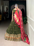 Lorenvalley Green Georgette Sequins and Thread Embroidery Work Lehenga Choli