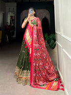 Lorenvalley Green Georgette Sequins and Thread Embroidery Work Lehenga Choli