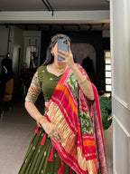 Lorenvalley Green Georgette Sequins and Thread Embroidery Work Lehenga Choli