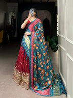 Lorenvalley Maroon Georgette Sequins and Thread Embroidery Work Lehenga Choli