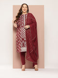 Sztori Plus-Size Gotta Patti Ethnic Motif Print Pure Cotton Kurta with Trousers & Dupatta
