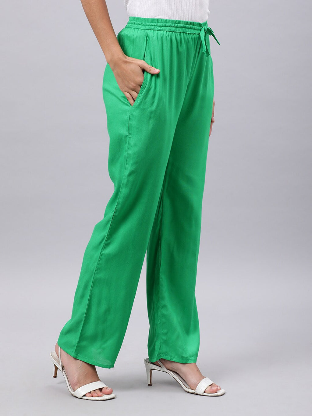 Souchii Green Liva Palazzos - Distacart