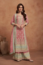 Anaita Dark Peach Embroidered Silk Salwar Suit - Distacart