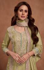 Anaita Lemon Embroidered Silk Salwar Suit - Distacart