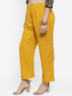 PAVONINE Mustard Color Straight Fit Rayon Fabric Palazzo For Women - Distacart