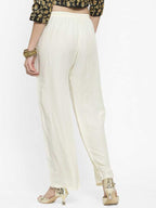 PAVONINE Off White Color Straight Fit Rayon Fabric Palazzo For Women - Distacart
