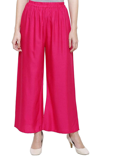 PAVONINE Rani Color Straight Fit Rayon Fabric Palazzo For Women