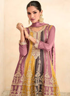 Lorenvalley Multicolor Chinon Embroidery With Sequince Work Salwar Kameez Stitched
