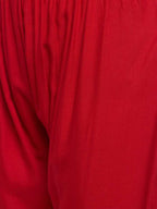 PAVONINE Red Color Straight Fit Rayon Fabric Palazzo For Women - Distacart