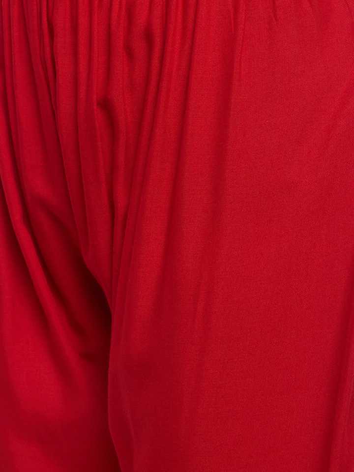 PAVONINE Red Color Straight Fit Rayon Fabric Palazzo For Women - Distacart