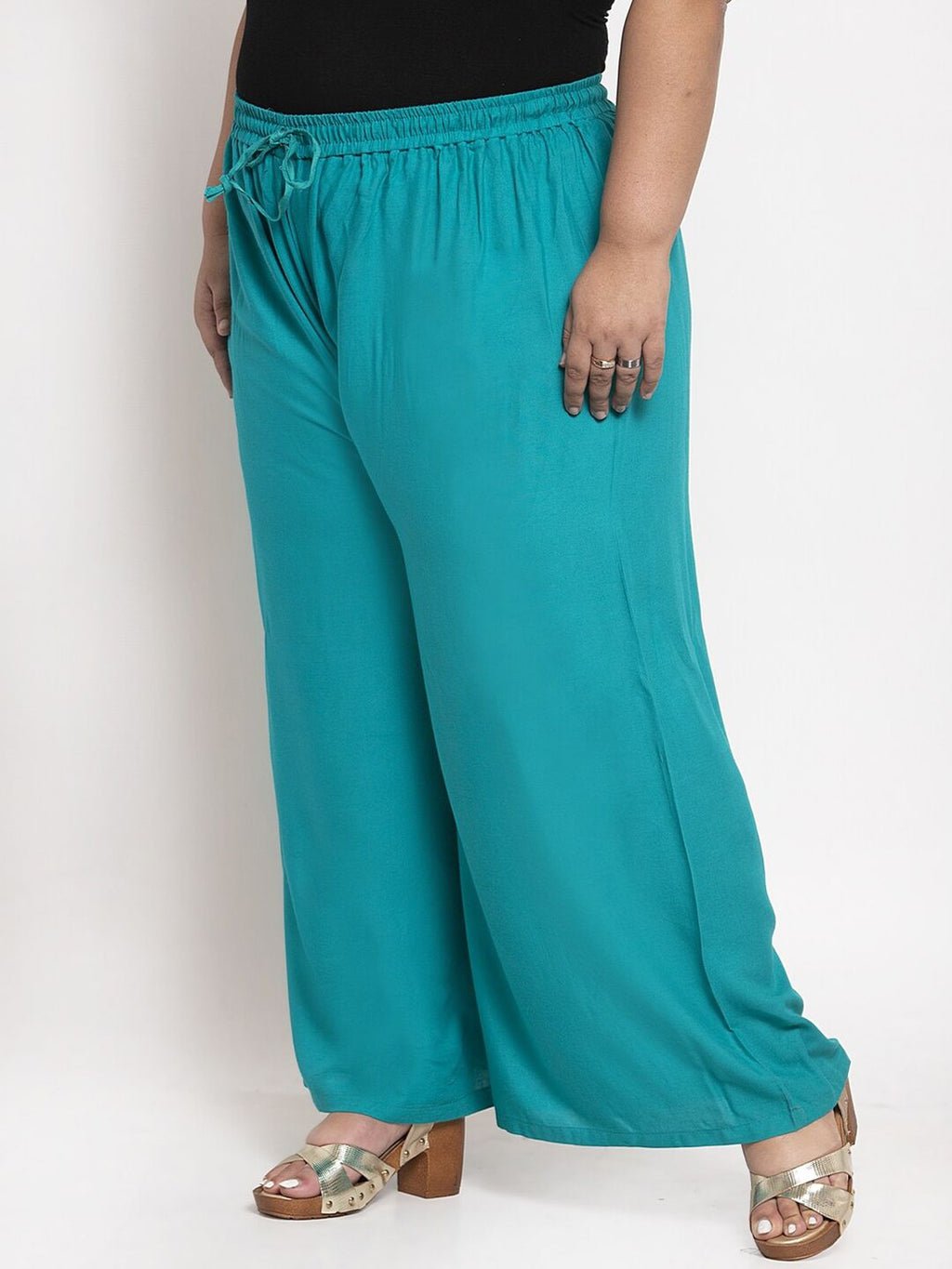 TAG 7 Women Plus Size Mid-Rise Wide Leg Palazzos