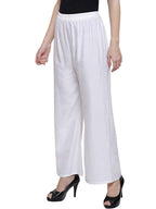PAVONINE White Color Straight Fit Rayon Fabric Palazzo For Women - Distacart