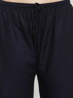 PAVONINE Navy Blue Color Straight Fit Rayon Fabric Palazzo For Women - Distacart