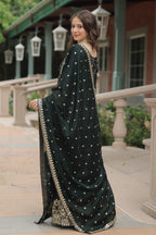 Vedant Vastram Heavy Embroidery & Sequins Work Rangoli Silk Kurti Plazo Set With Dupatta - Green - Distacart
