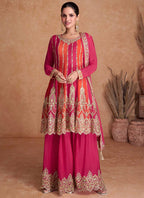 Lorenvalley Multicolor Chinon Embroidery With Sequince Work Salwar Kameez Stitched