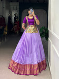 Lorenvalley Fashion Lavender Cotton Silk Zari Weaving Work Lehenga Choli - Distacart