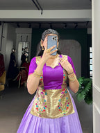 Lorenvalley Fashion Lavender Cotton Silk Zari Weaving Work Lehenga Choli - Distacart
