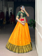 Lorenvalley Fashion Mustard Cotton Silk Zari Weaving Work Lehenga Choli - Distacart