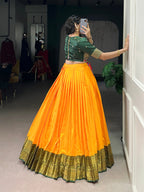 Lorenvalley Fashion Mustard Cotton Silk Zari Weaving Work Lehenga Choli - Distacart