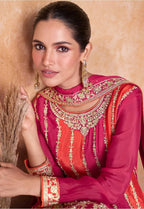 Lorenvalley Multicolor Chinon Embroidery With Sequince Work Salwar Kameez Stitched