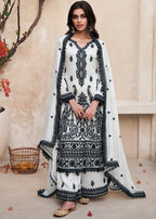 Lorenvalley White Chinon Embroidery With Sequince Work Salwar Kameez Stitched