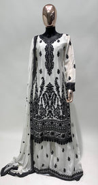 Lorenvalley White Chinon Embroidery With Sequince Work Salwar Kameez Stitched