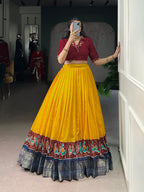 Lorenvalley Fashion Mustard Poly Cotton Printed With Zari Weaving Lehenga Choli - Distacart