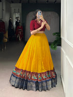 Lorenvalley Fashion Mustard Poly Cotton Printed With Zari Weaving Lehenga Choli - Distacart