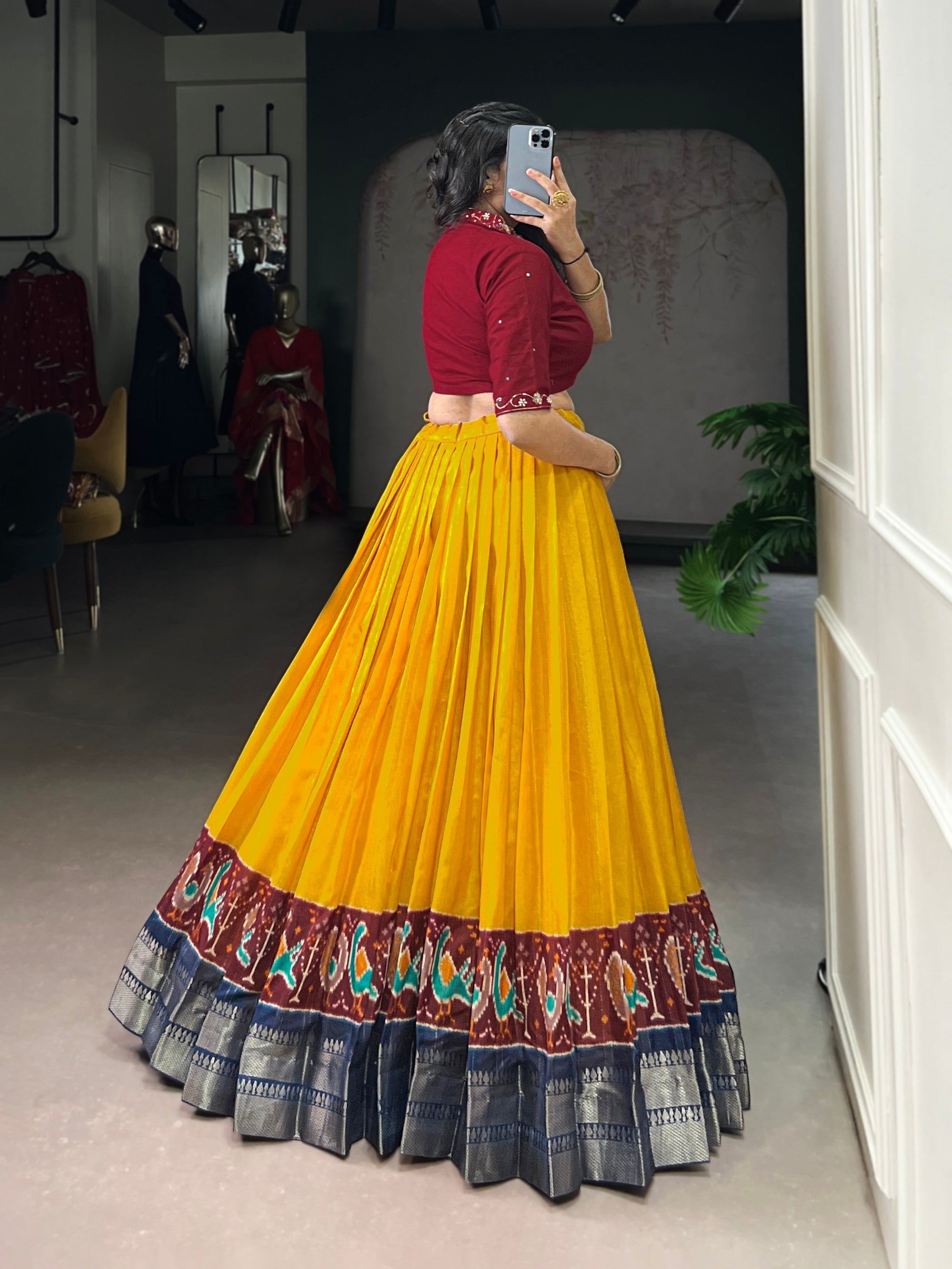 Lorenvalley Fashion Mustard Poly Cotton Printed With Zari Weaving Lehenga Choli - Distacart