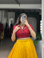 Lorenvalley Fashion Mustard Poly Cotton Printed With Zari Weaving Lehenga Choli - Distacart