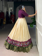 Lorenvalley Fashion Offwhite Poly Cotton Printed With Zari Weaving Lehenga Choli