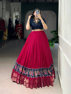 Lorenvalley Fashion Pink Poly Cotton Printed With Zari Weaving Lehenga Choli