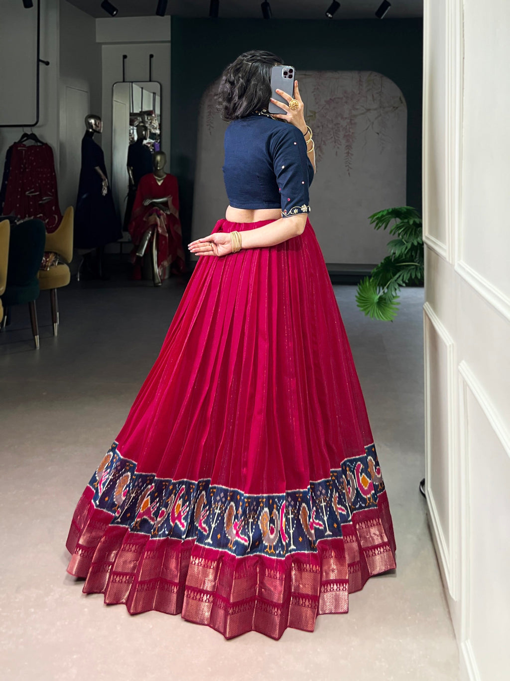 Lorenvalley Fashion Pink Poly Cotton Printed With Zari Weaving Lehenga Choli