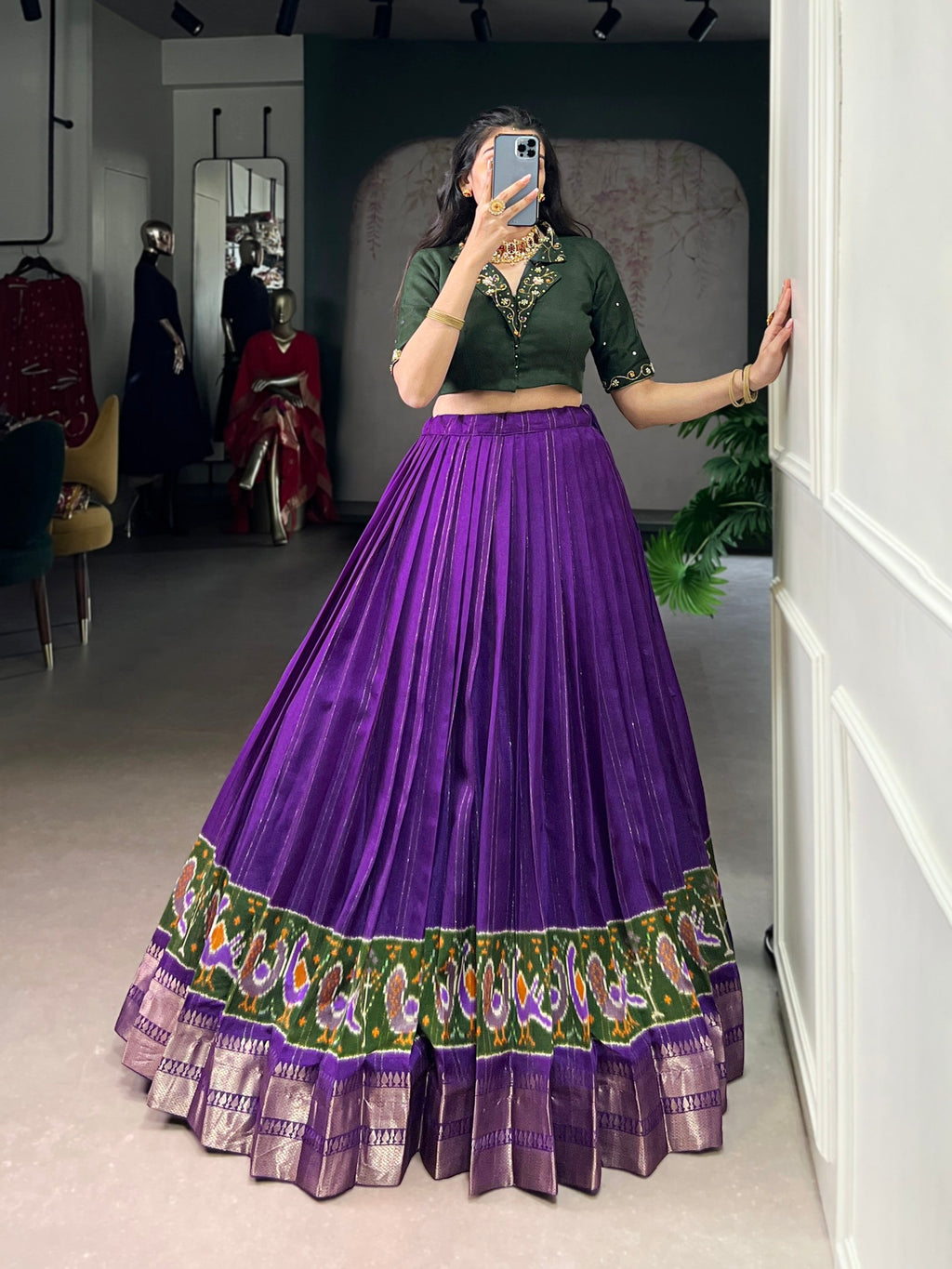 Lorenvalley Fashion Purple Poly Cotton Printed With Zari Weaving Lehenga Choli - Distacart